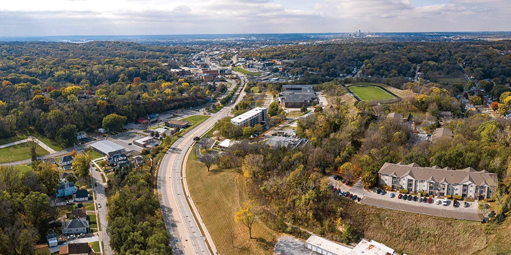 Aerial view of Council Bluffs, Iowa