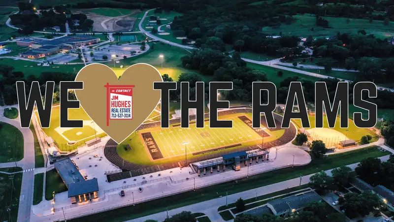 We Love the Rams sign in Glenwood, Iowa